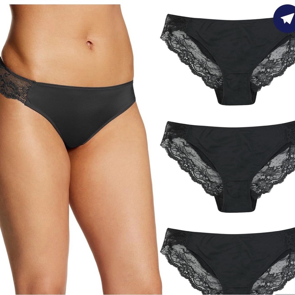 Maidenform Black Lace Tanga Underwear Womens Small 3 Pack NWT